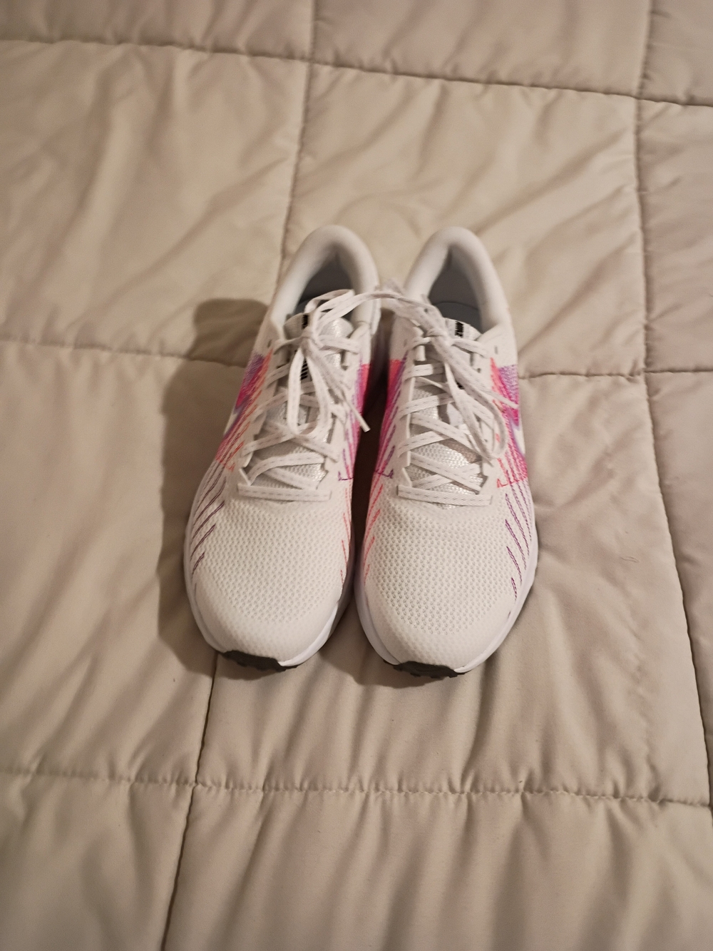 Nike Women's Running White Athletic Shoes with Pink Accents